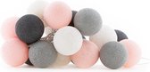 Cotton Ball Lights Regular lichtslinger roze en grijs - Pink/Grey 20
