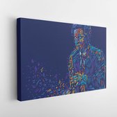 Jazz saxophone Jazz joueur musicien saxophoniste illustration abstrait vecteur de couleur avec de grands coups de peinture - Art moderne - toile horizontal - 730453381-50 * 40 horizontale