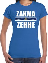 Zakma zehhe met vlag Zeeland t-shirt blauw dames - Zeeuws dialect cadeau shirt M