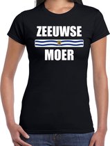 Zeeuwse moer met vlag Zeeland t-shirt zwart dames - Zeeuws dialect moederdag cadeau shirt S