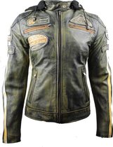 Urban 5884® - Fifty Eight - Damesjas - Motorjas - Lams Leer -  Protectie - Rusty - Groen - Maat XL