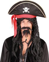 Guirca Carnaval verkleed hoed voor een Piraat - zwart - polyester - heren/dames