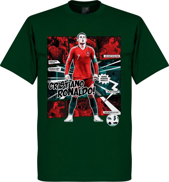 T-Shirt Ronaldo Portugal Comic - Vert Foncé - XL