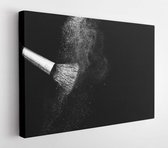 White powder splash and brush for makeup artist or beauty blogger in black background - Modern Art Canvas - Horizontal - 1252247086 - 115*75 Horizontal