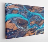 Aerial view and top view river in Iceland. Beautiful natural backdrop  - Modern Art Canvas - Horizontal - 1065497534 - 115*75 Horizontal