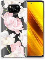 GSM Hoesje Xiaomi Poco X3 | Poco X3 Pro Back Case TPU Siliconen Hoesje Doorzichtig Mooie Bloemen