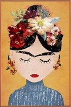 JUNIQE - Poster met kunststof lijst Frida Kahlo illustratie -20x30