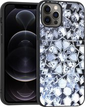 iMoshion Hoesje Geschikt voor iPhone 12 Pro / 12 Hoesje Siliconen - iMoshion Design hoesje - Zwart / Zilver / Silver Bling