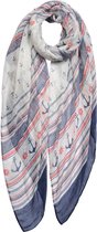 Juleeze Sjaal Dames Print 90*180 cm Blauw Synthetisch Ankers Shawl Dames