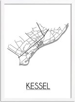 Kessel Plattegrond poster A2 + Fotolijst Wit (42x59,4cm) - DesignClaud