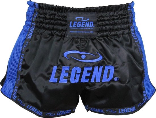 Legend Sports Kickboksshort Unisex Satijn Zwart/blauw Maat Xxs