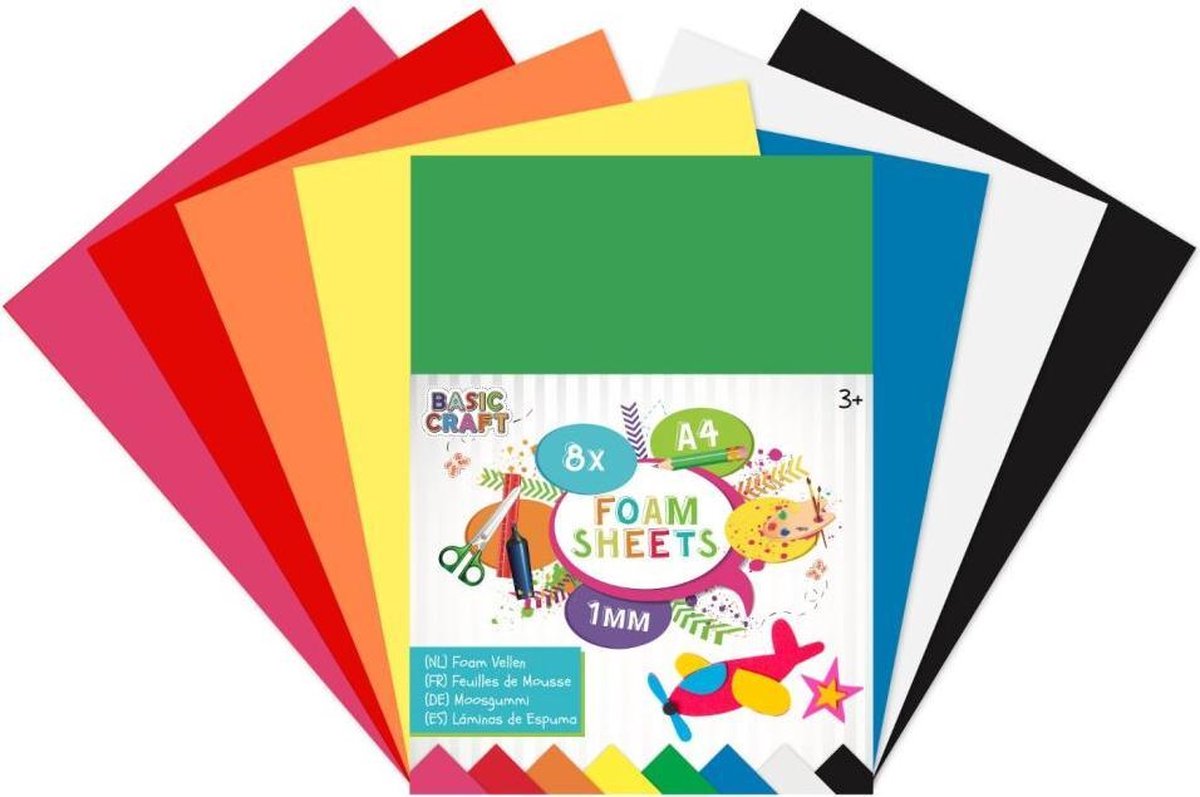 kaart meest motto Foam vellen A4 | 8 verschillende kleuren | 1 MM dik | Knutselen voor  kinderen | bol.com