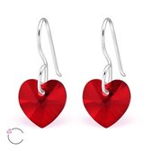 Oorhangers-925 zilver-swarovski elements kristal-hart-10mm-rood