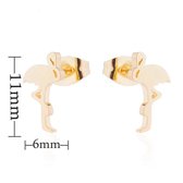 Aramat jewels ® - Oorbellen flamingo chirurgisch staal goudkleurig 12mm x 7mm