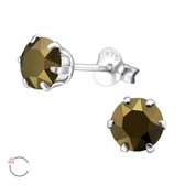 Aramat jewels ® - Zilveren oorbellen 6mm bruin swarovski elements kristal
