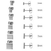 Aramat jewels ® - Zweerknopjes oorbellen vierkant zilverkleurig chirurgisch staal 5mm