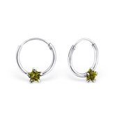 Aramat jewels ® - 925 sterling zilveren kinder oorringen met zirkonia ster olijf groen