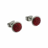 Aramat jewels ® - Druzy oorbellen zweerknopjes rood kristal chirurgisch staal 8mm