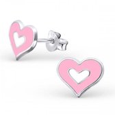 Aramat jewels ® - 925 sterling zilveren oorbellen hart lichtroze