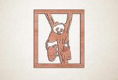 Wanddecoratie - Panda in boom - wandpaneel - XS - 29x25cm - Multiplex - muurdecoratie - Line Art