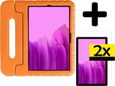 Hoes Geschikt voor Samsung Galaxy Tab A7 Hoes Kinder Hoesje Kids Case Kinderhoes Shockproof Met 2x Screenprotector - Hoesje Geschikt voor Samsung Tab A7 Hoesje Kidscase - Oranje