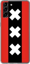 6F hoesje - geschikt voor Samsung Galaxy S21 -  Transparant TPU Case - Amsterdamse vlag #ffffff