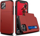 ShieldCase Kaarthouder case met slide geschikt voor Apple iPhone 12 Pro Max 6.7 inch - rood