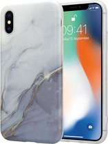 ShieldCase telefoonhoesje geschikt voor Apple iPhone X / Xs hoesje marmer - wit/grijs - Hard Case hoesje marmer - Marble Look Shockproof Hardcase Hoesje - Backcover beschermhoesje marmer