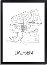 Dalfsen Plattegrond poster A3 + Fotolijst zwart (29,7x42cm) - DesignClaud