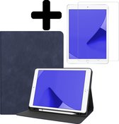 Étui iPad 10.2 2019 Étui pour livre de Luxe iPad 7 Sleeve + Protecteur d'écran - Avec porte-crayon - Blauw foncé