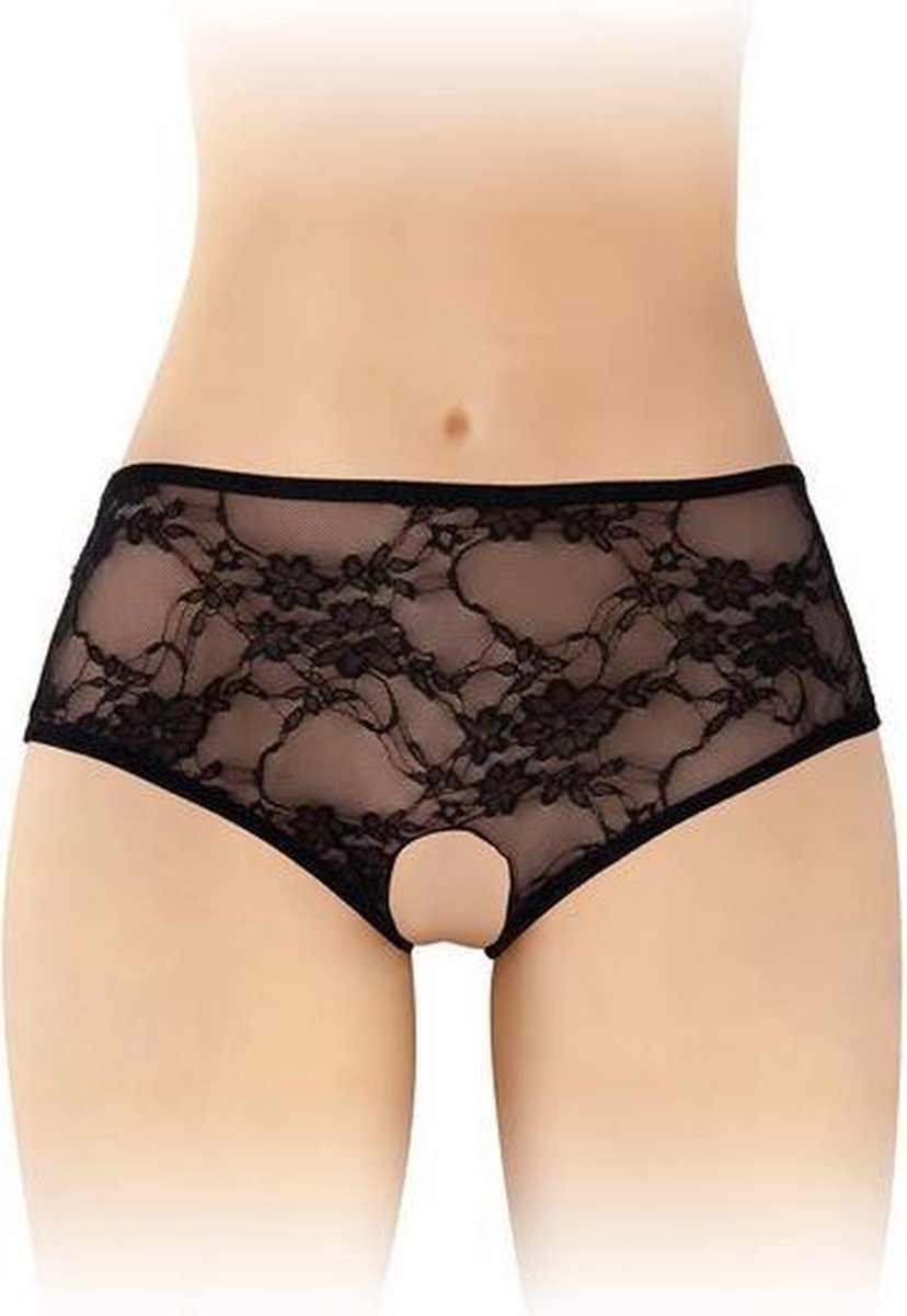 Goedkoopste Fashion Secret Amanda - Erotische Slip met Open Kruis - Zwart - One Size