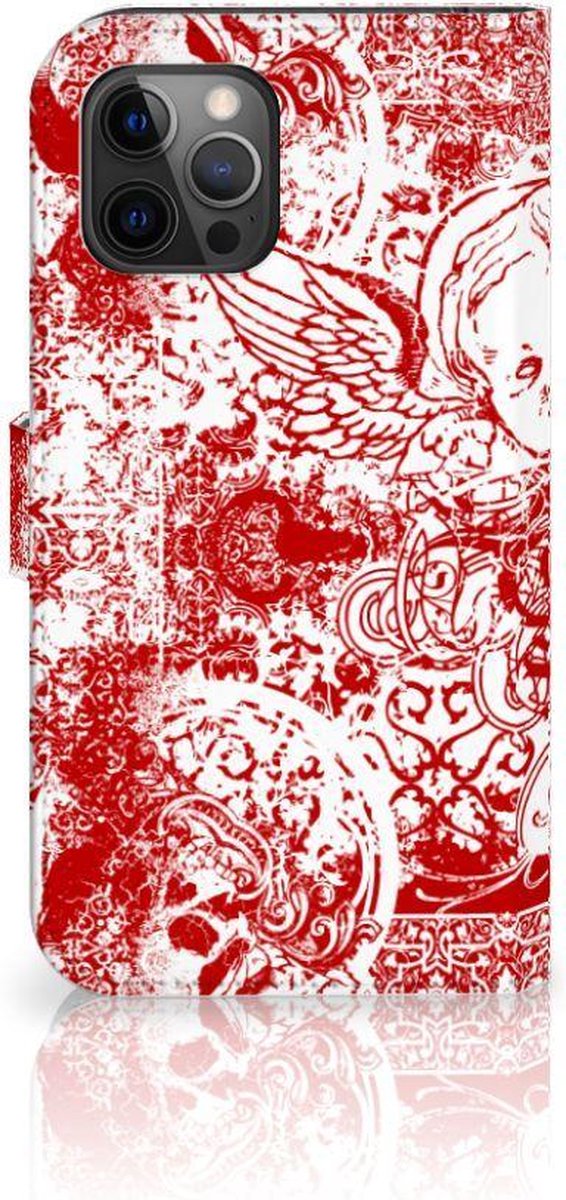 Telefoonhoesje met Naam Apple iPhone 12 Pro Max Angel Skull Rood
