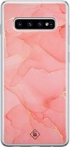 Samsung S10 hoesje siliconen - Marmer roze | Samsung Galaxy S10 case | Roze | TPU backcover transparant