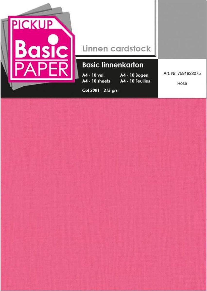 Pickup Basic Linnenkarton A4 Rose - 10 vel - 215g
