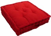 Vloerkussen groot formaat 100% katoen 60x60x15 cm ROOD