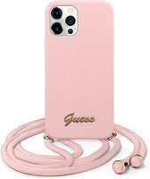 iPhone 12/12 Pro Backcase hoesje - Guess - Effen Roze - Silicone