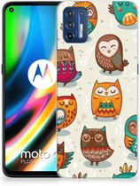 Telefoontas Motorola Moto G9 Plus Telefoonhoesje Super als Cadeautjes voor Meisjes Vrolijke Uilen