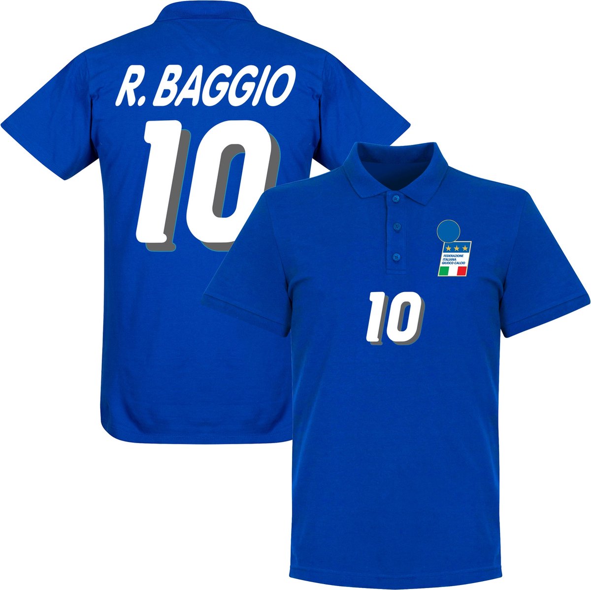 Italië 1994 Baggio No.10 Polo Shirt - Blauw - XL