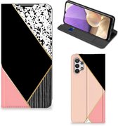 Bookcase Hoesje Geschikt voor Samsung Galaxy A32 5G Smart Cover Black Pink Shapes