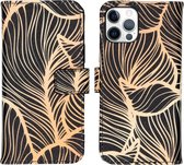 iMoshion Design Softcase Book Case iPhone 12, iPhone 12 Pro hoesje - Golden Leaves