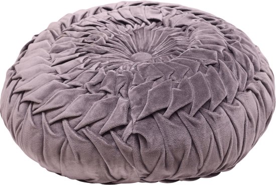 Mycha Ibiza - Velvet - fluweel - rond - sierkussen - 45cm - Grijs