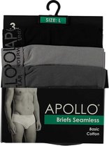 Apollo Ondergoed Seamless Heren Katoen Zwart/grijs 3 Stuks Maat L
