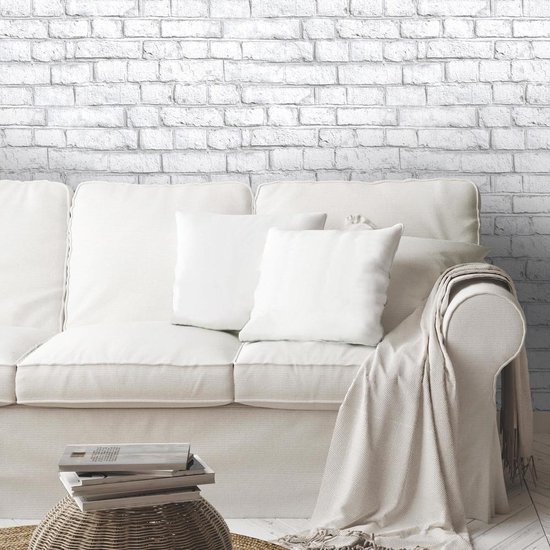 Roommates Behang Peel And Stick White Brick 503 Cm Vinyl Wit