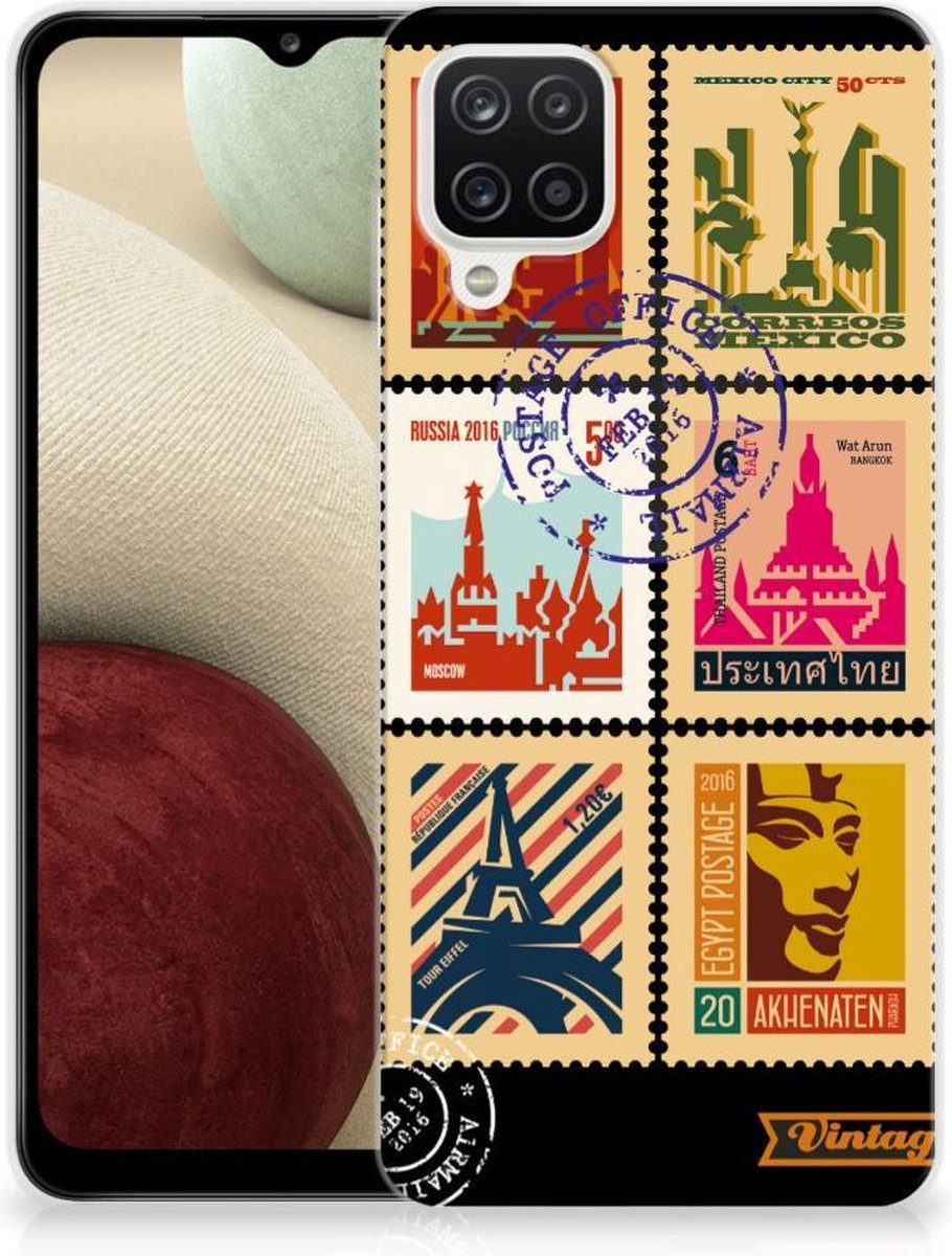 Back Cover voor Samsung Galaxy A12 Siliconen Back Cover Postzegels
