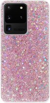 Coque Souple ADEL Premium Siliconen Back Cover pour Samsung Galaxy S20 Ultra - Bling Bling Rose
