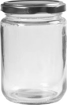 Glazen pot. H: 11 cm. d 7.5 cm. 370 ml. transparant. 6 stuk/ 1 karton