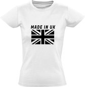 Made in UK Dames t-shirt | Verenigk Koningkrijk | Engeland | Wales | Schotland | Brexit  | grappig | cadeau | Wit