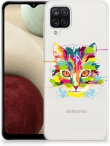 Mobiel Case Samsung Galaxy A12 GSM Hoesje Doorzichtig Cat Color