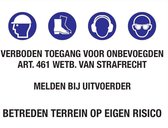 Verboden toegang voor onbevoegden sticker 500 x 350 mm