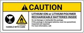 Sticker 'Caution! Lithium-Ion batteries inside' verpakkingsetiket 210 x 74 mm